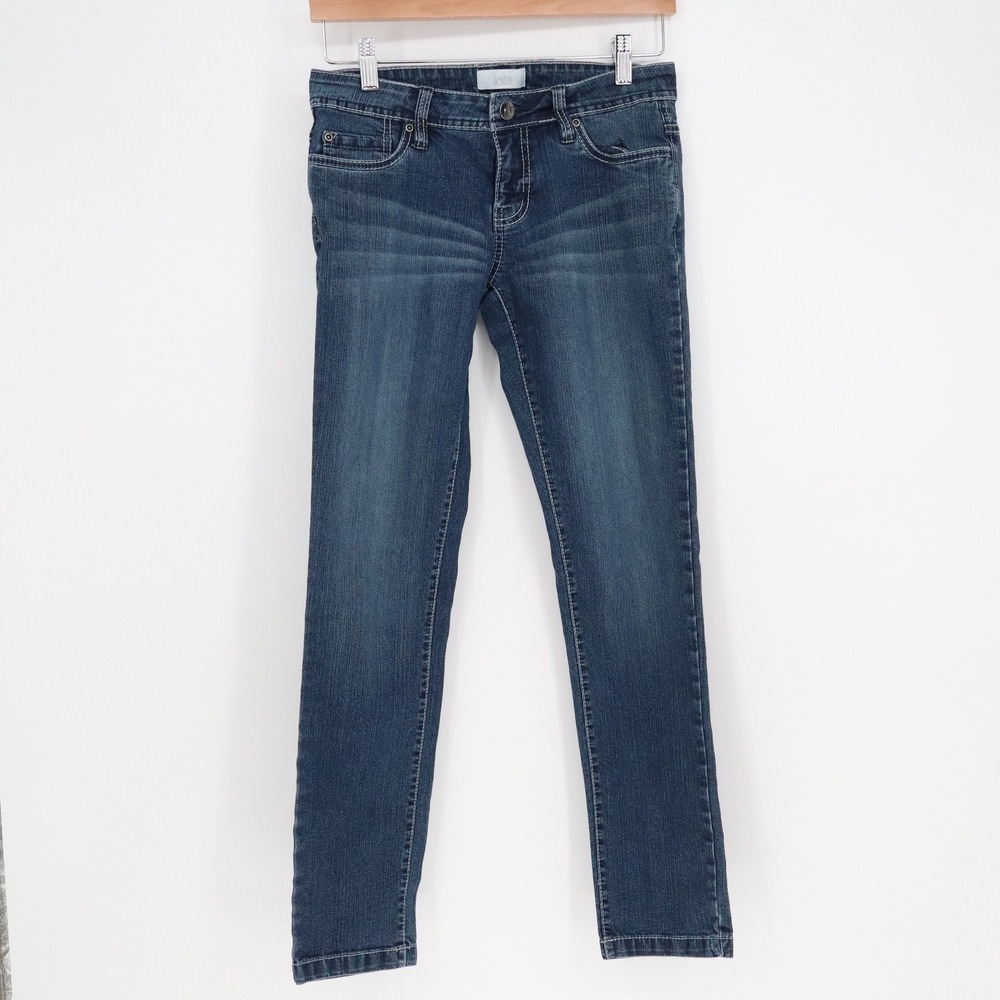 Lola Dark Wash Skinny Jeans Size 9 Blue Denim Stretch Mid Rise Embroidered